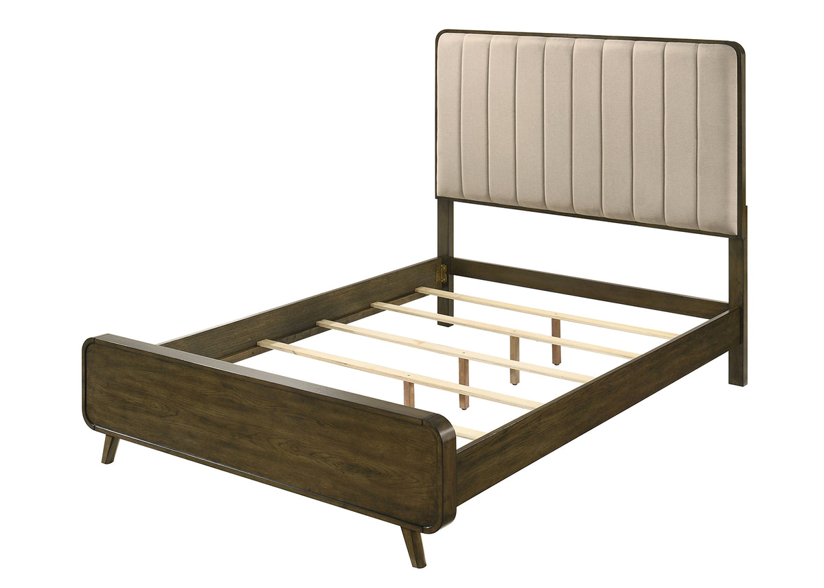 Eastlin Mid-Century Modern Bed & Bedroom Set with Channeled Upholstered Headboard โ Walnut, view 4