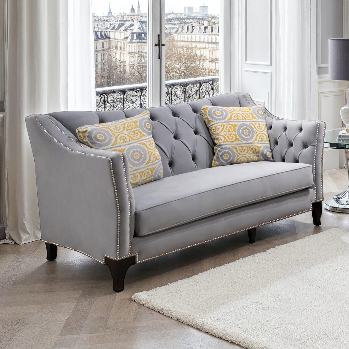 Wilmette Diamond-Tufted Sofa & Loveseat - Loveseat