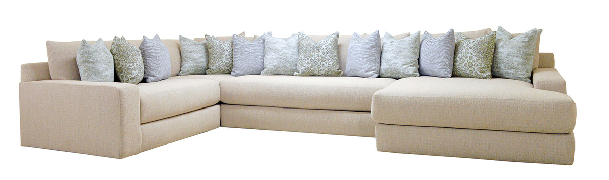 Portslade Transitional Oversized Sectional with Chaise - Deep Seating in Warm Beige