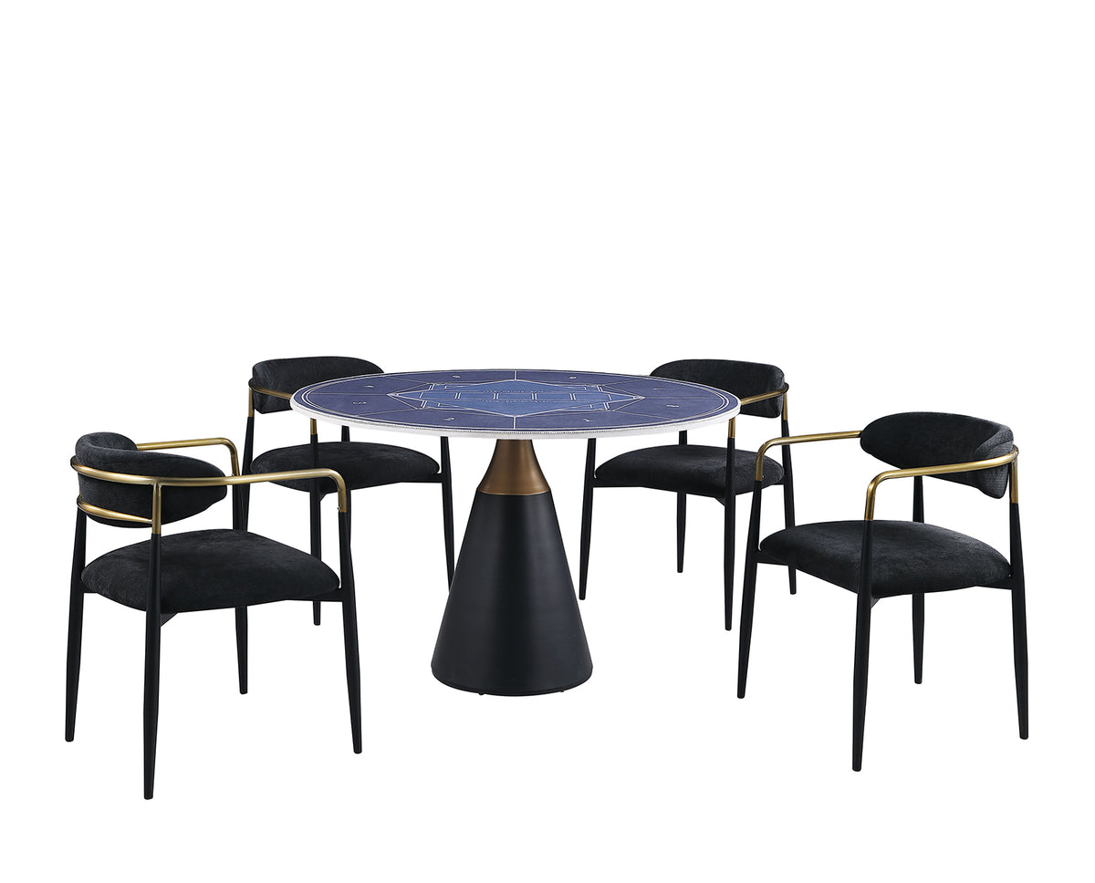 Hobro Round Stone-Top Game & Dining Table Set – view 7
