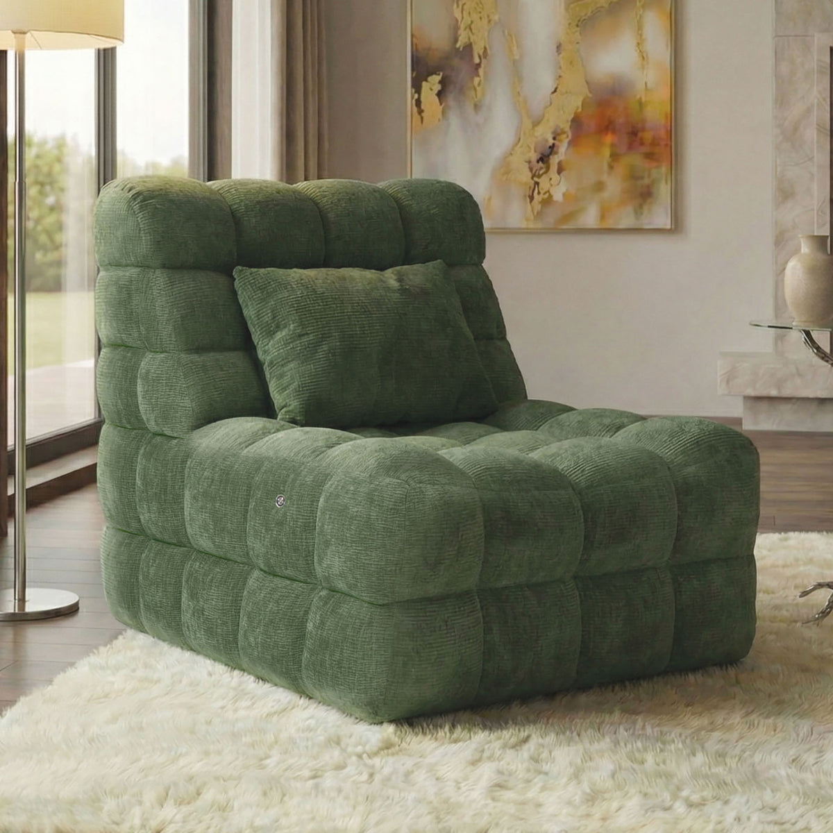 Kamili Biscuit-Tufted Vibrating Massage Lounge Chair โ view 4