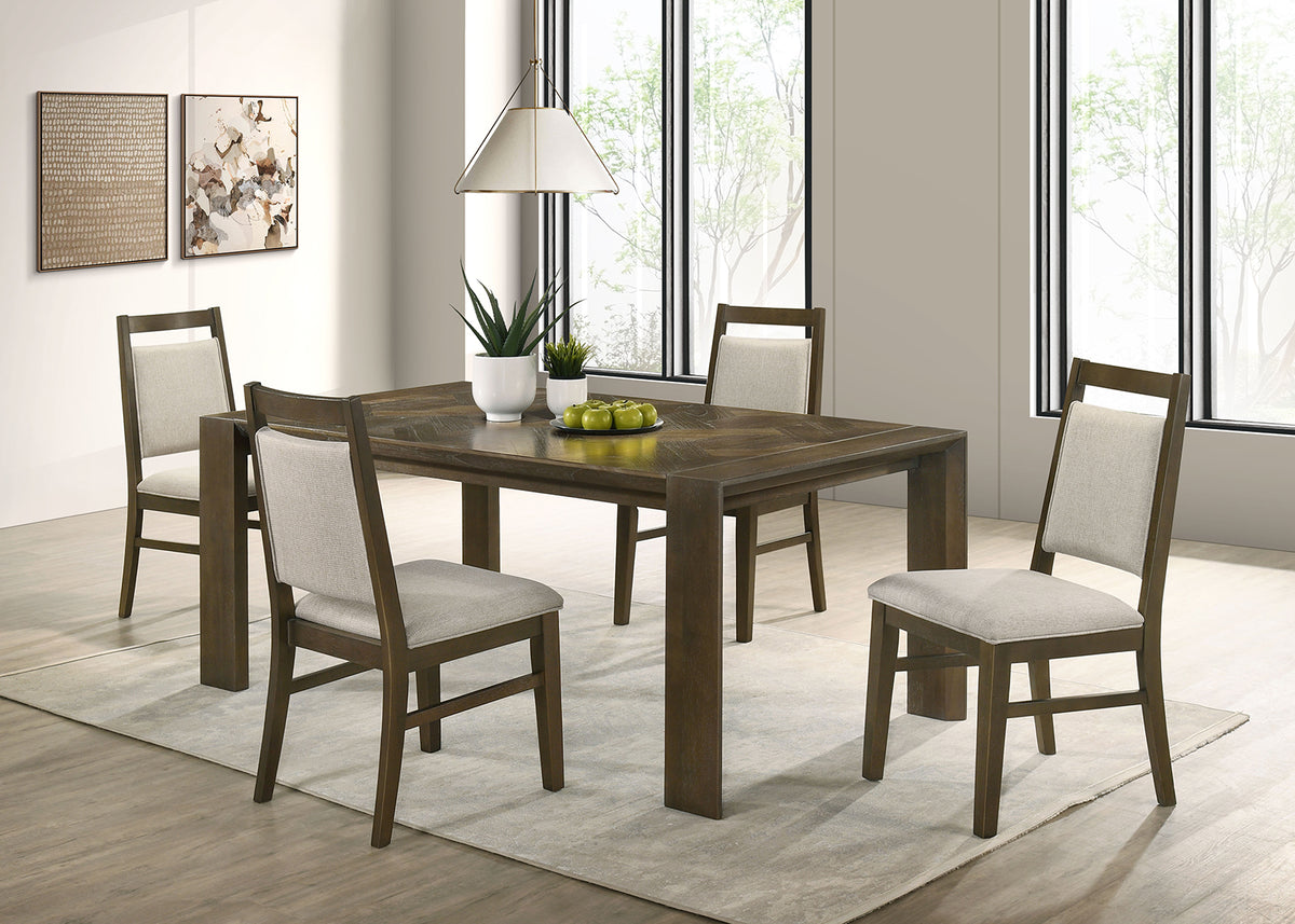 Coppet Transitional Inlay Dining Table & Upholstered Chairs - Table Only (71")