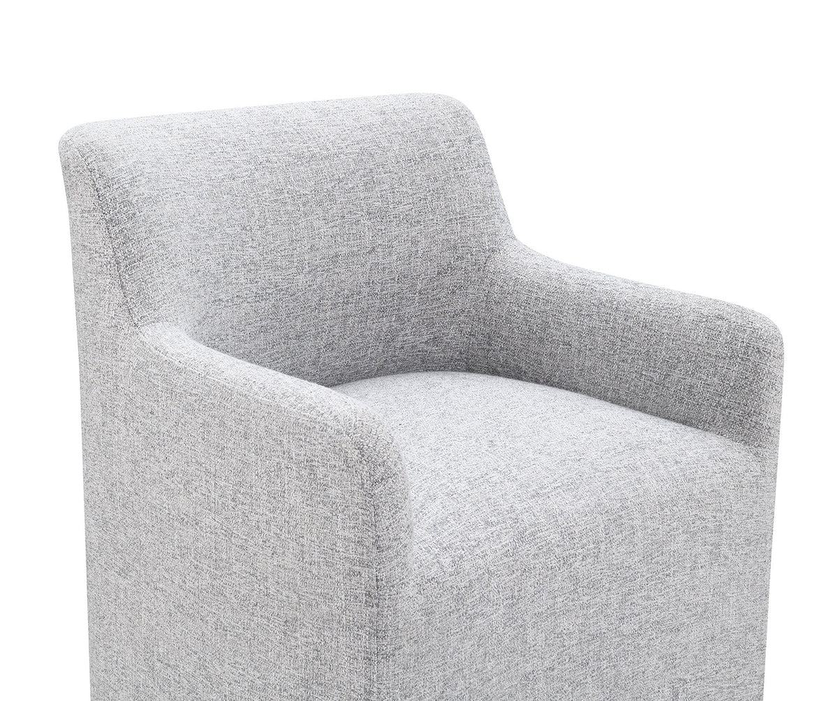 Fico Barrel-Back Upholstered Dining Arm Chair with Casters – view 10