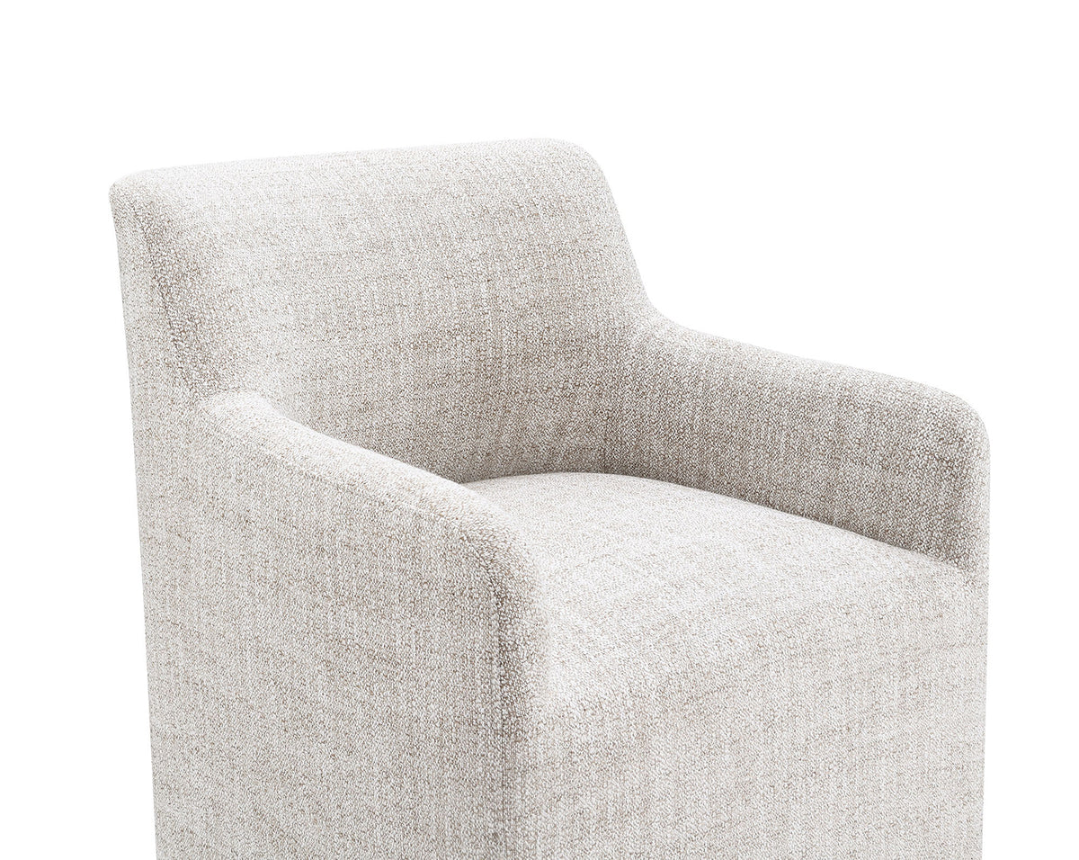 Fico Barrel-Back Upholstered Dining Arm Chair with Casters – view 14