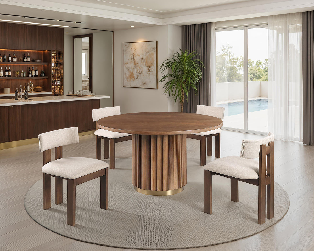 Frascone Round Game & Dining Table Set – Brown