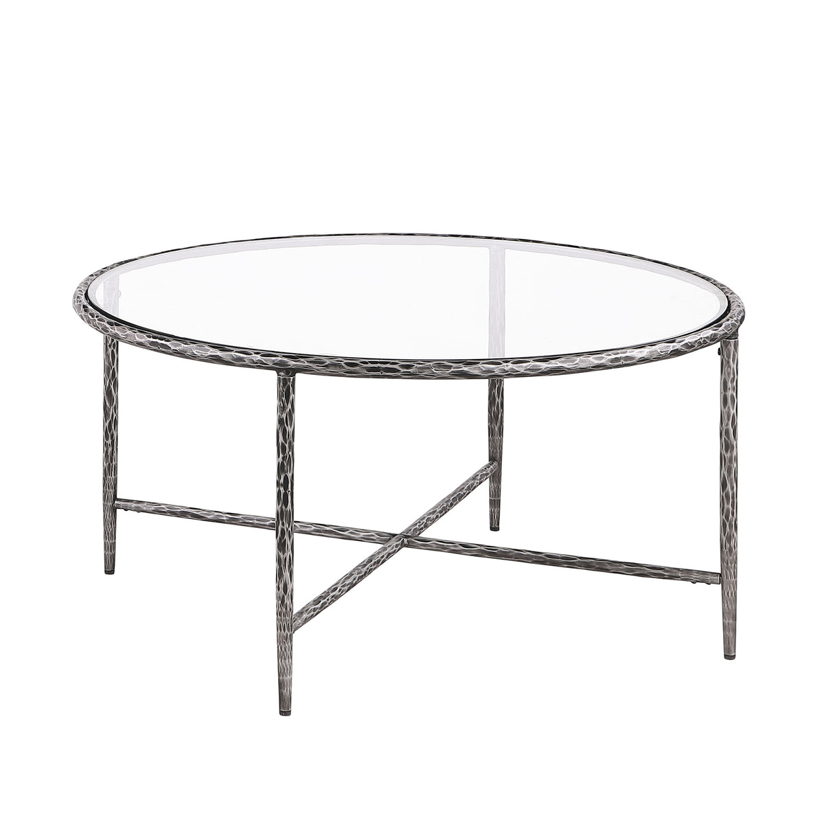 Talva Square Tempered Glass Coffee & End Table with Forged Steel Base - Coffee Table