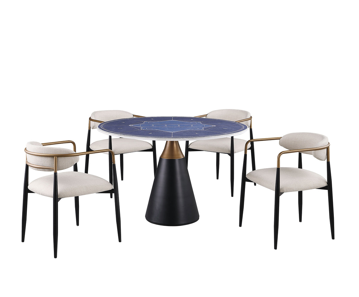 Hobro Round Stone-Top Game & Dining Table Set – view 9