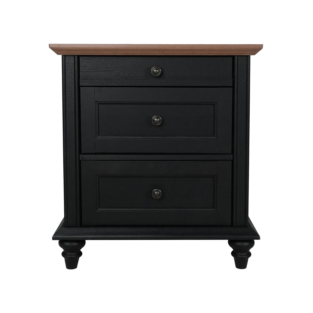 Hyde Traditional 3-Drawer Nightstand with Solid Wood Legs – view 8