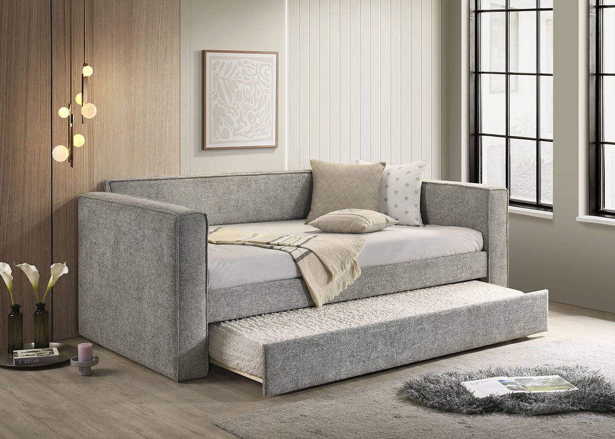 Walsall Upholstered Twin Daybed with Trundle - Slate Gray