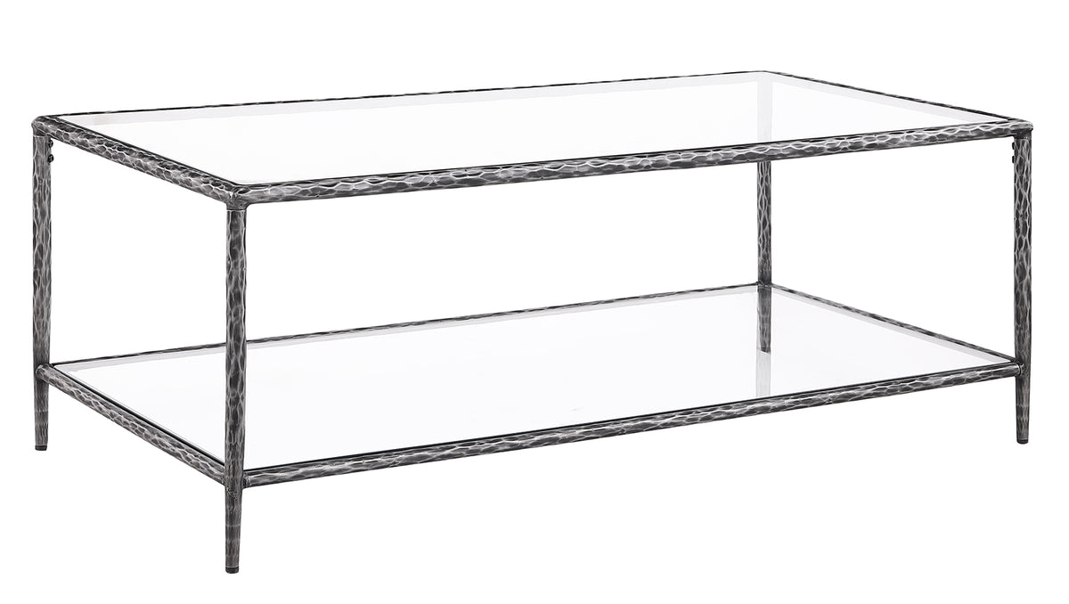 Helma Tempered Glass Coffee & End Table with Forged Metal Base - Coffee Table