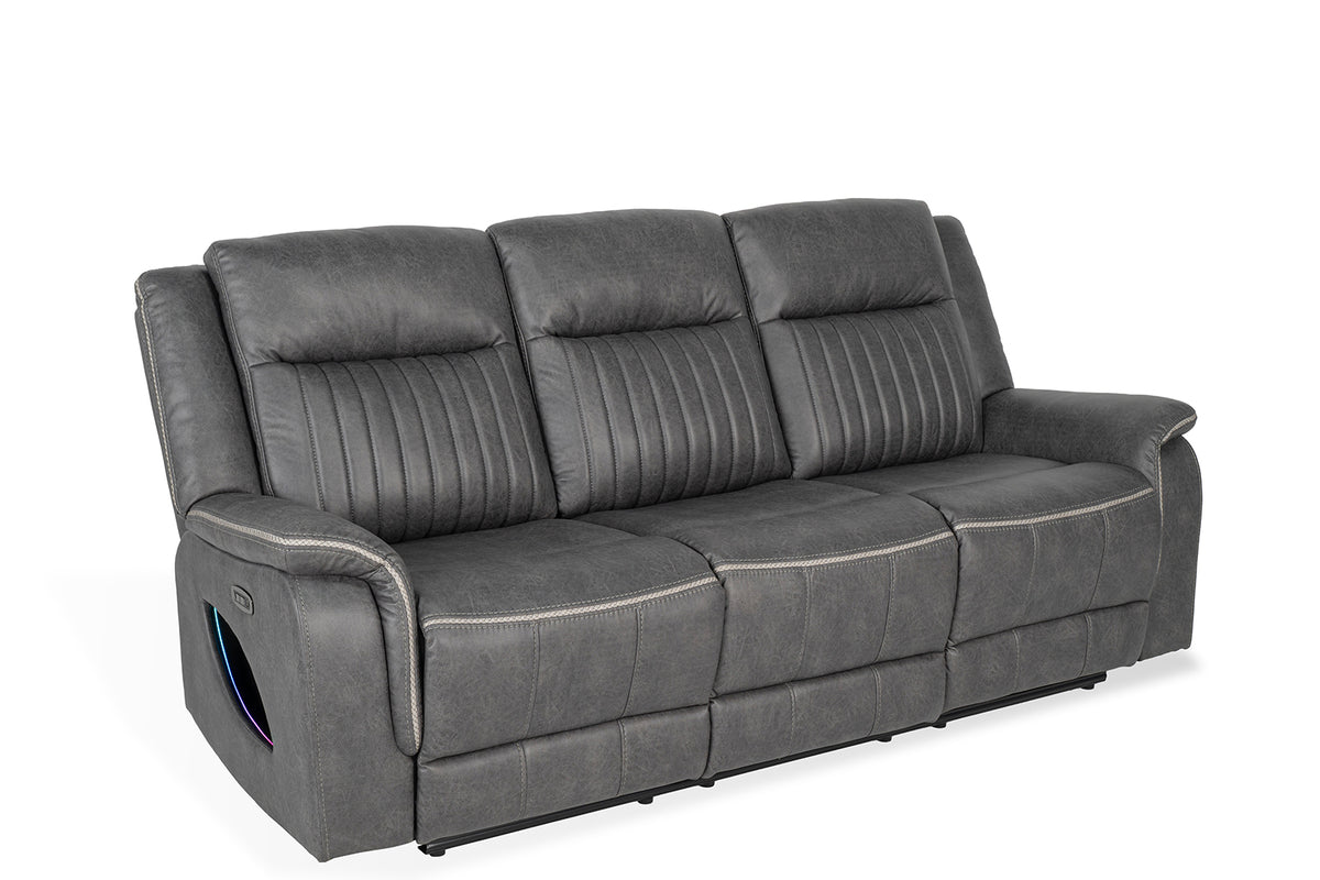 Arturus Transitional Power Reclining Sofa, Loveseat & Recliner - LED Lights & Storage Console