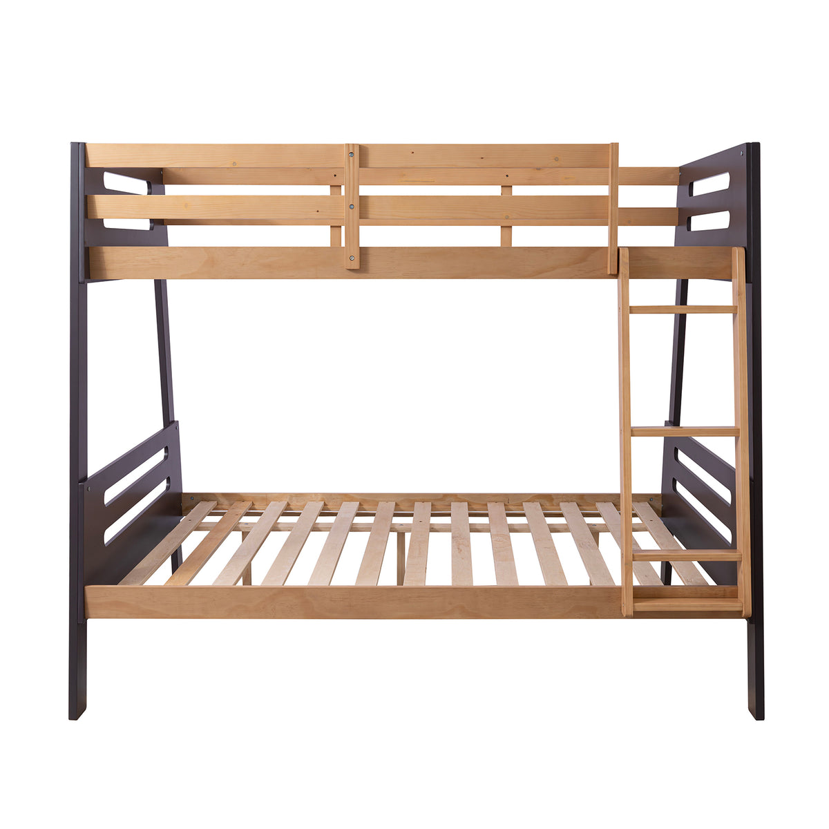 Kallen Contemporary Twin over Full Bunk Bed with Angled Ladder - Solid Pine, Optional Mattresses