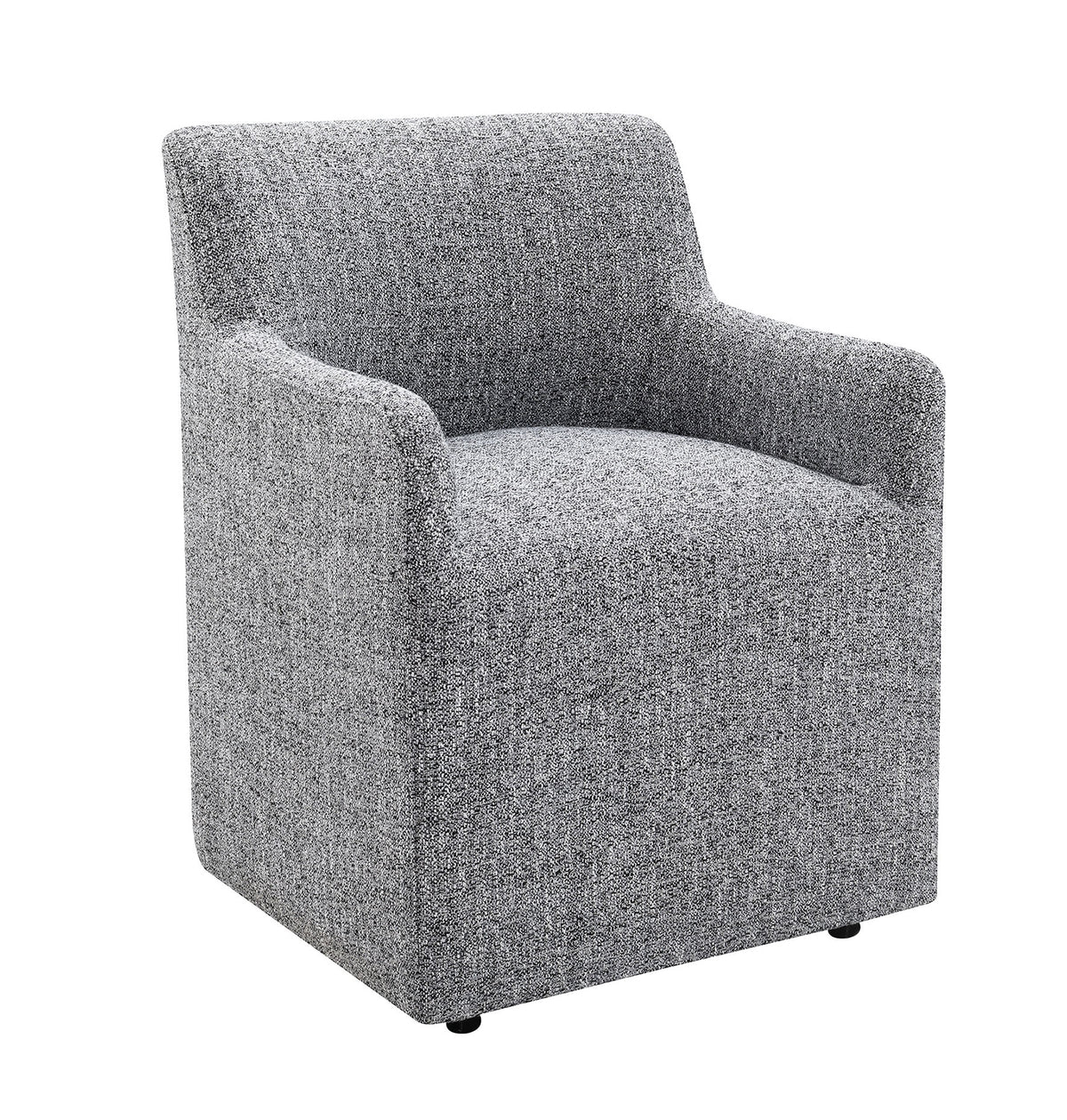 Fico Barrel-Back Upholstered Dining Arm Chair with Casters – view 5