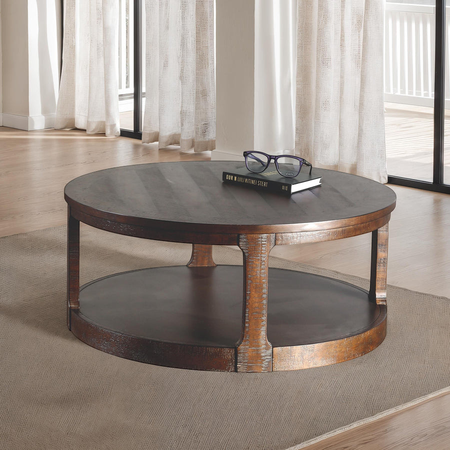 Hickory Transitional Solid Pine Coffee Table & Nesting End Tables - Distressed Espresso or Natural