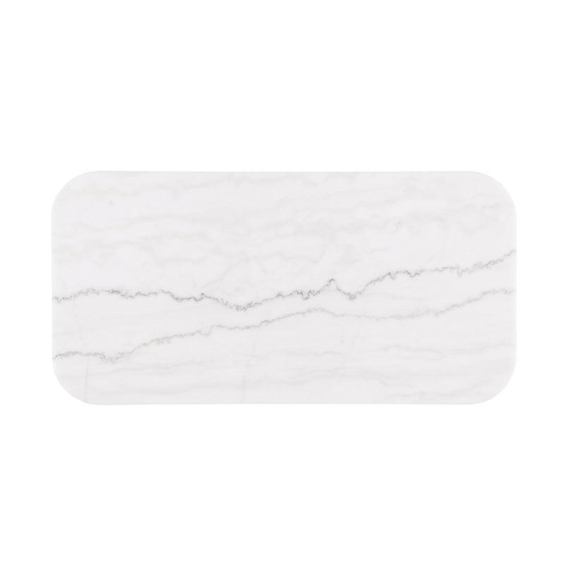 Virden Genuine Marble Cocktail & End Tables - Reeded Plinth Base with Gold Accents