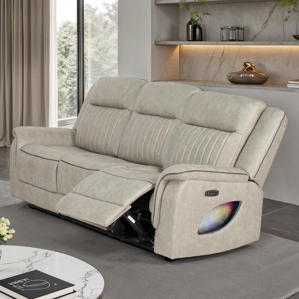 Arturus Transitional Power Reclining Sofa, Loveseat & Recliner - Power Sofa