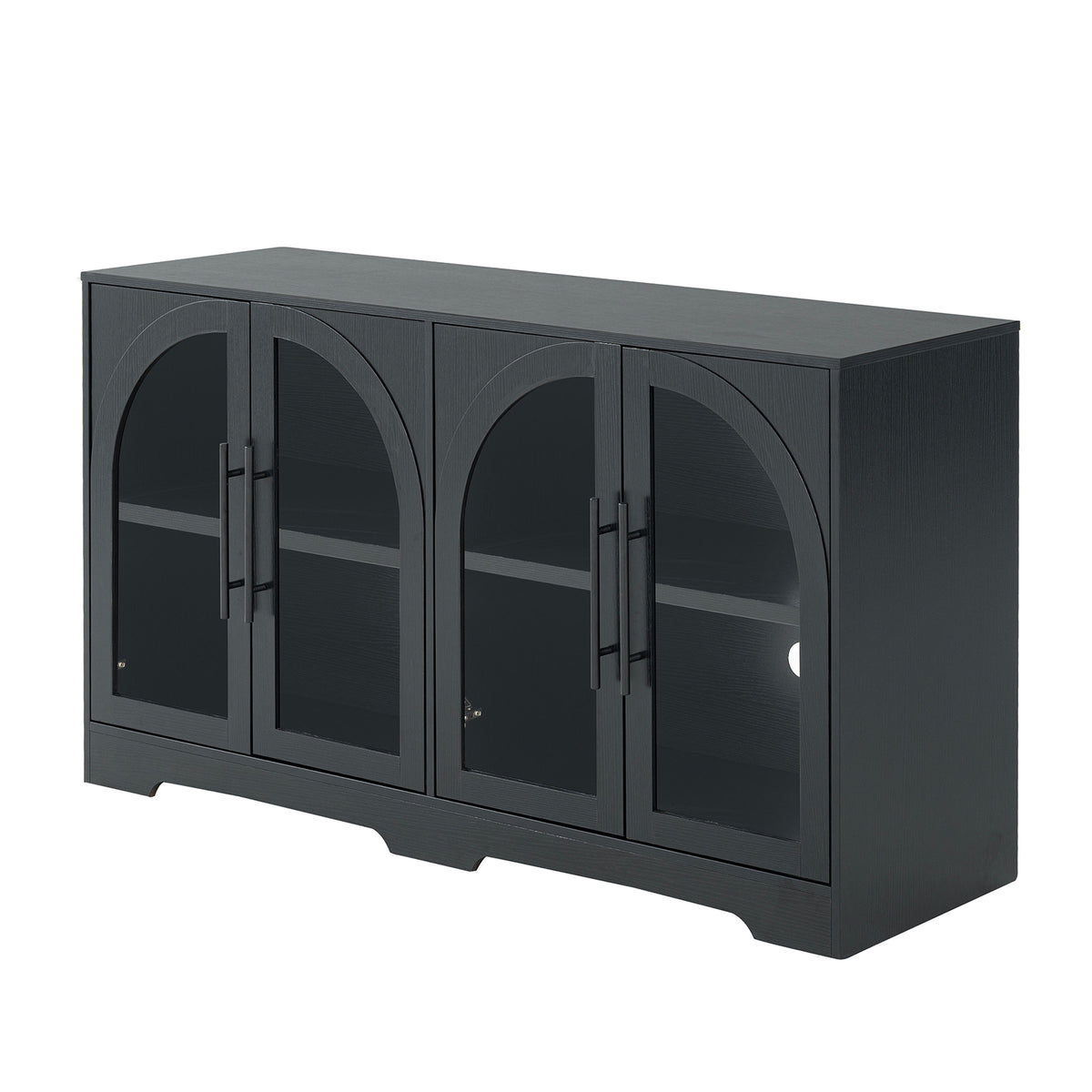 Halstead Rustic 55" Console Cabinet with Tempered Glass & Adjustable Shelves – view 4