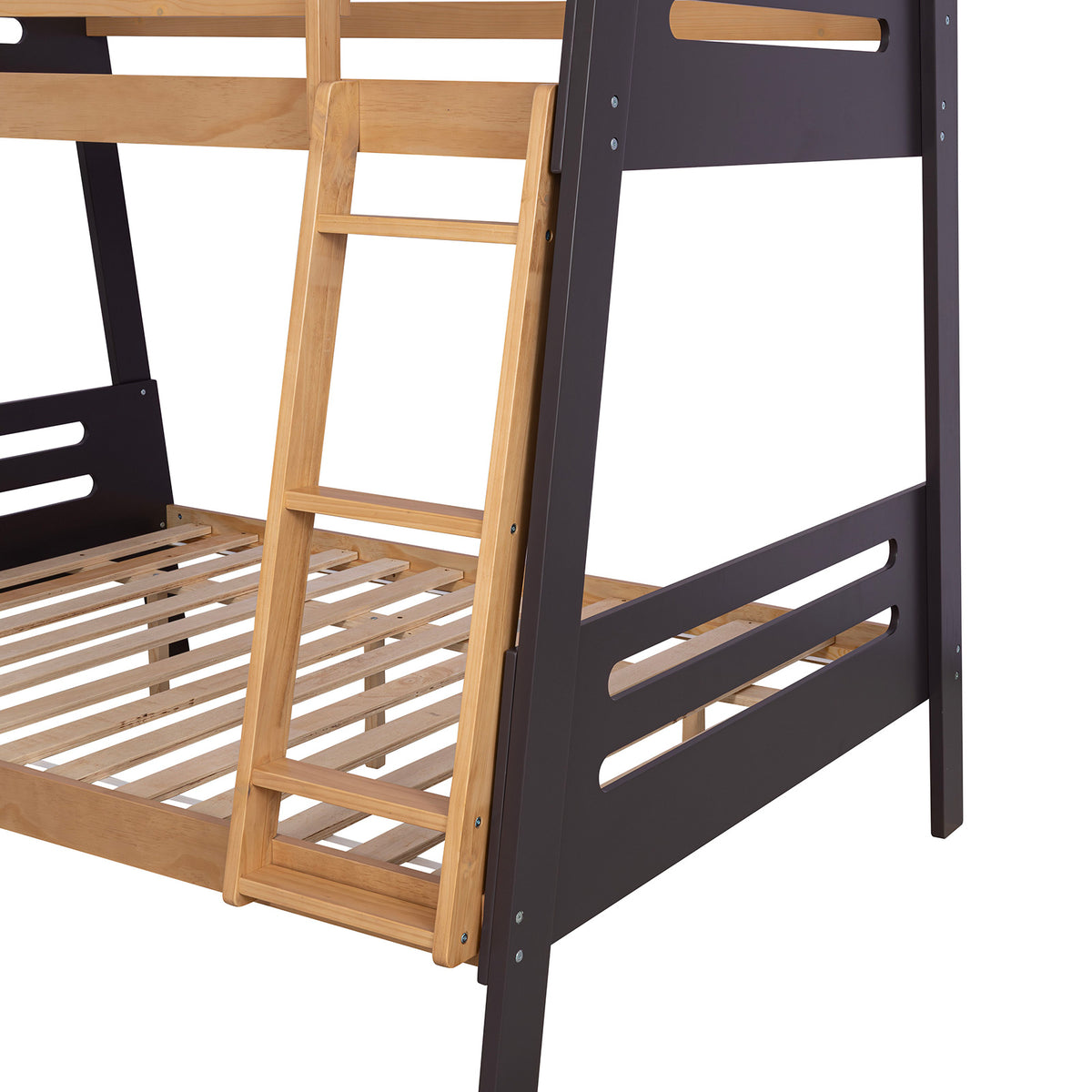Kallen Contemporary Twin over Full Bunk Bed with Angled Ladder - Solid Pine, Optional Mattresses
