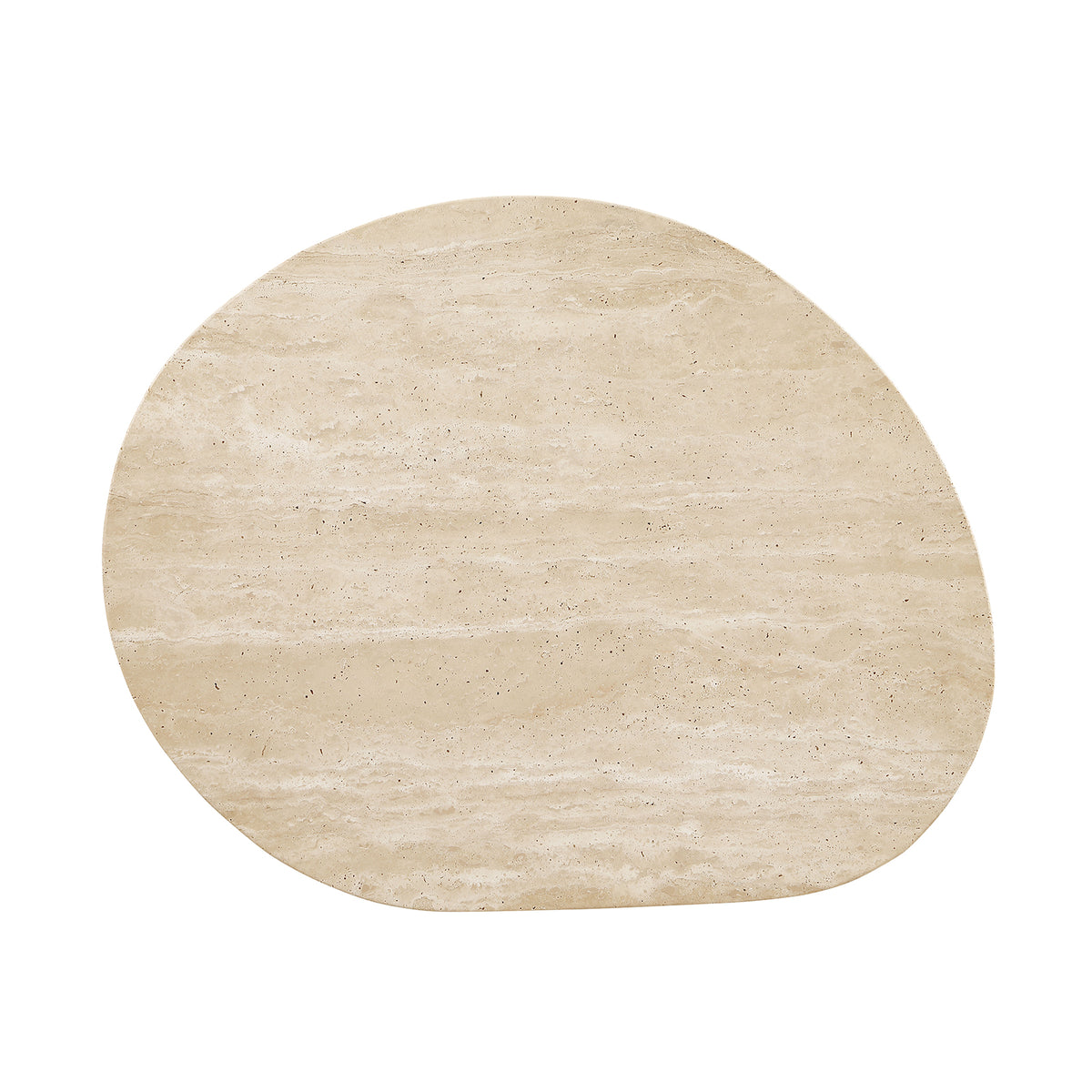 Nolfi Contemporary Travertine Coffee & End Tables - Trestle Base in Brown Oak