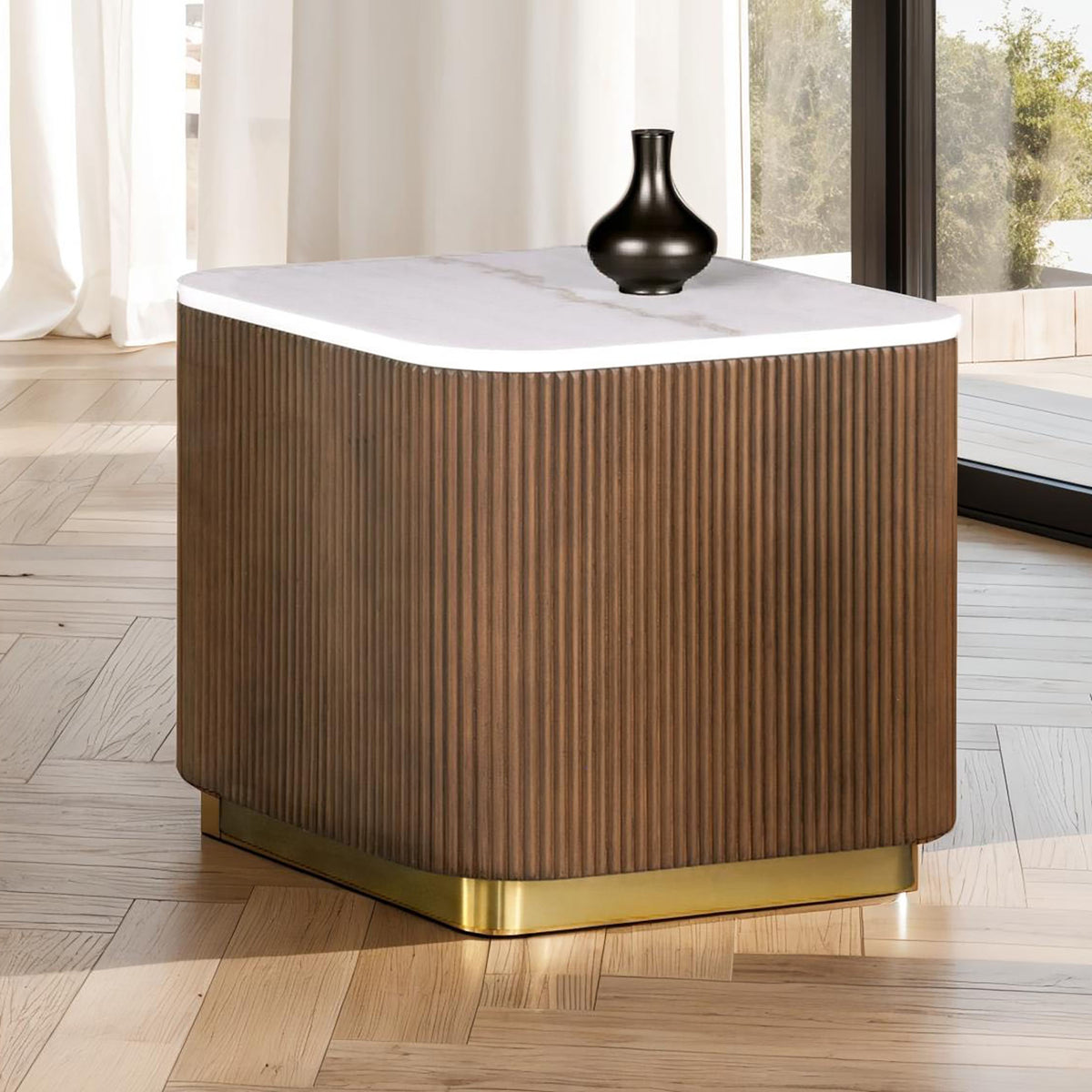 Virden Genuine Marble Cocktail & End Tables - Square End Table
