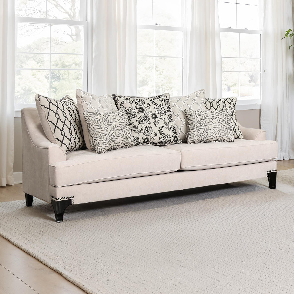 Lowell Transitional Chenille Sofa & Loveseat - Sofa