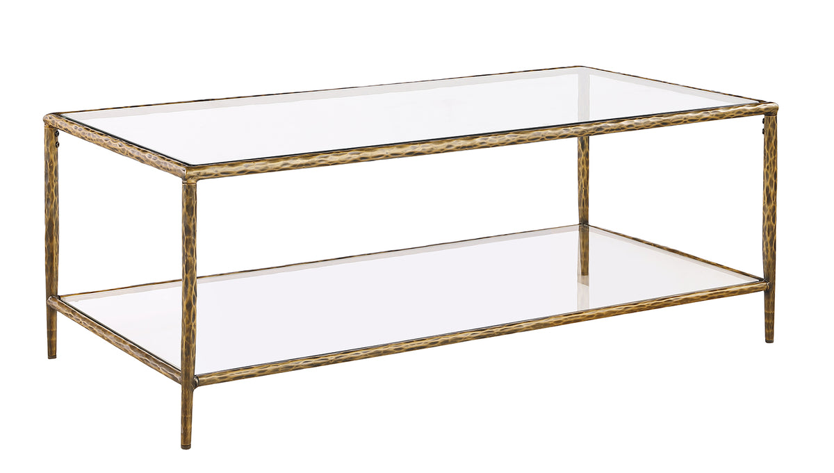 Helma Tempered Glass Coffee & End Table with Forged Metal Base - Coffee Table