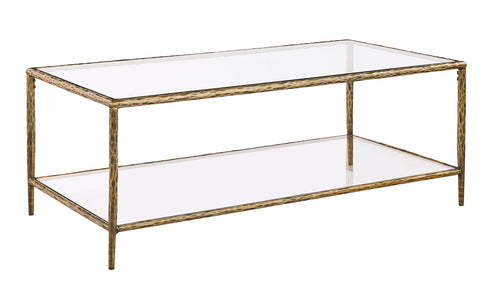 Helma Tempered Glass Coffee & End Table with Forged Metal Base - Matte Gold or Gunmetal