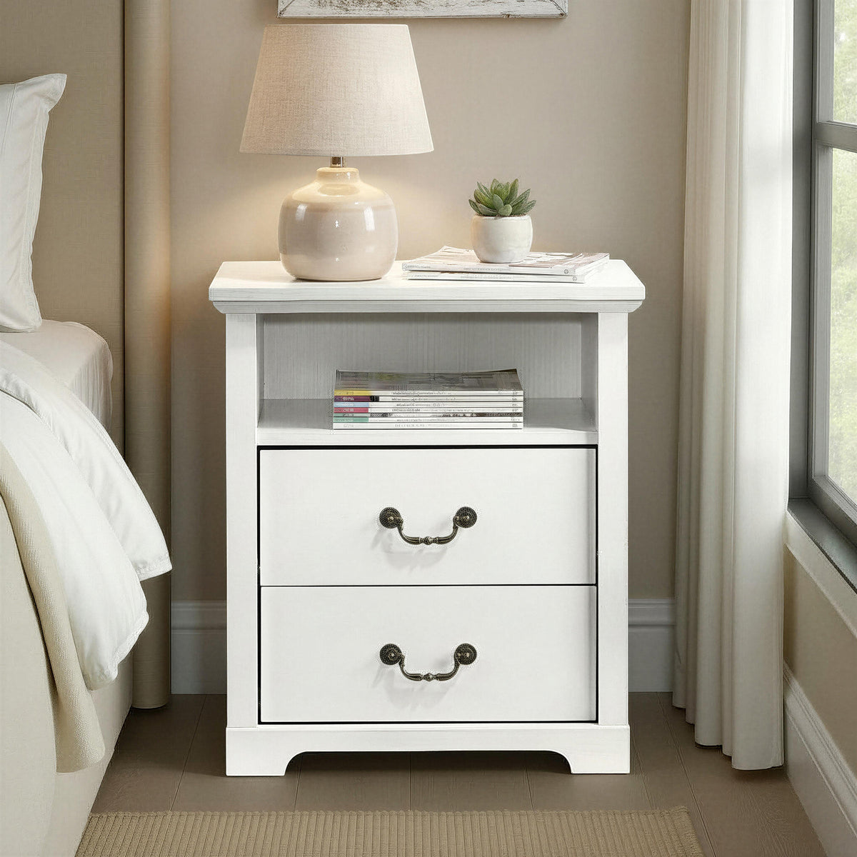 Amble Rustic Open-Shelf Nightstand - Single Nightstand