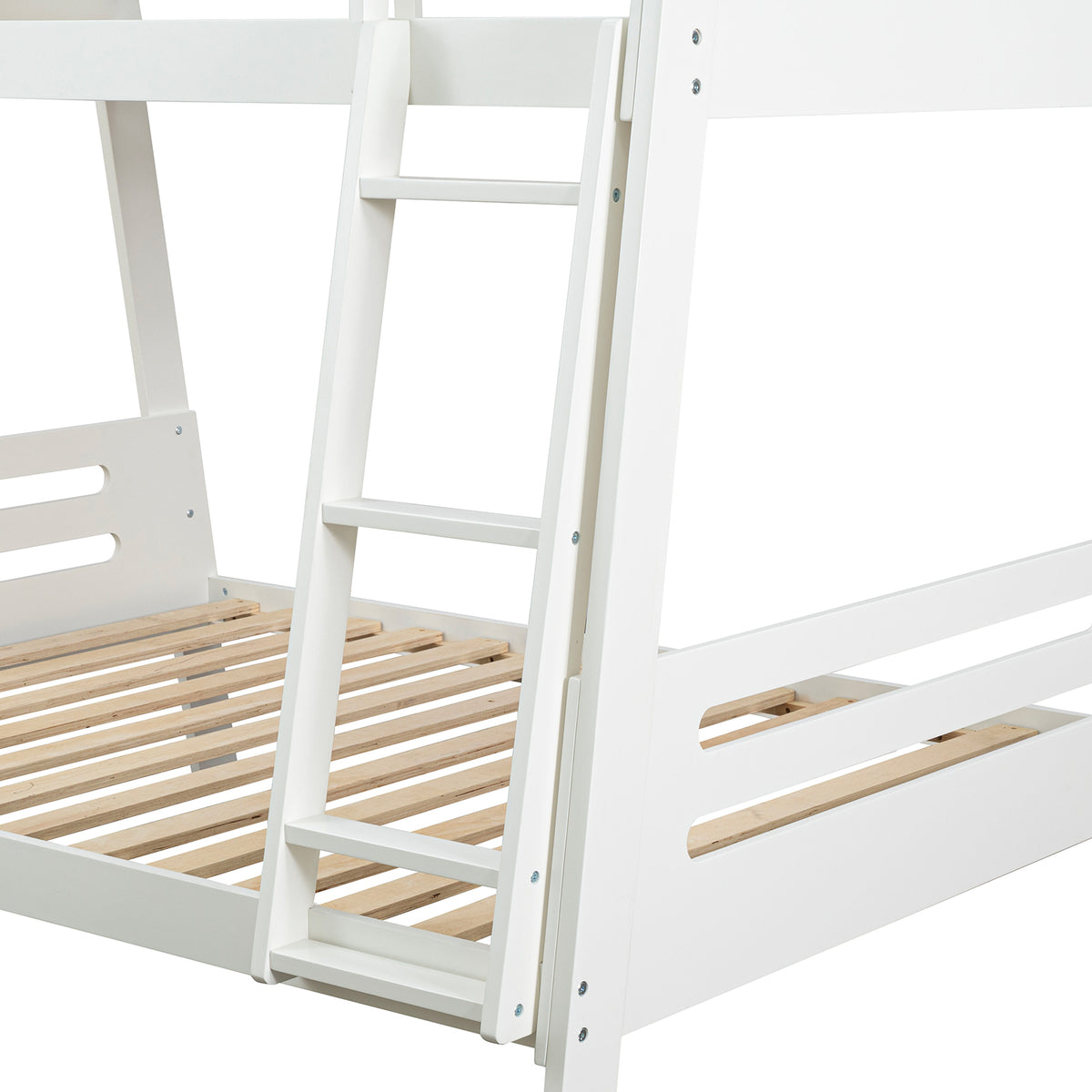 Kallen Contemporary Twin over Full Bunk Bed with Angled Ladder - Solid Pine, Optional Mattresses
