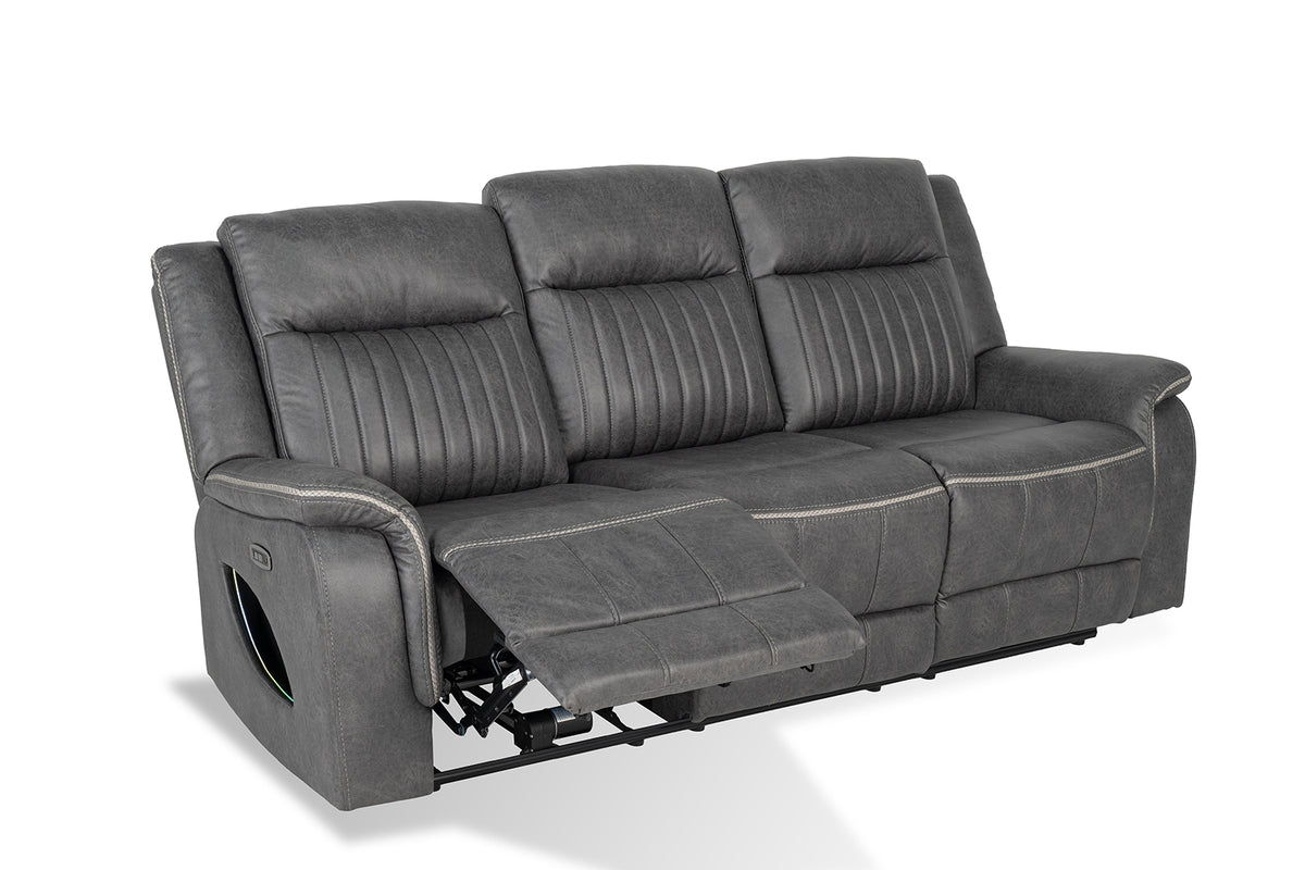 Arturus Transitional Power Reclining Sofa, Loveseat & Recliner - LED Lights & Storage Console