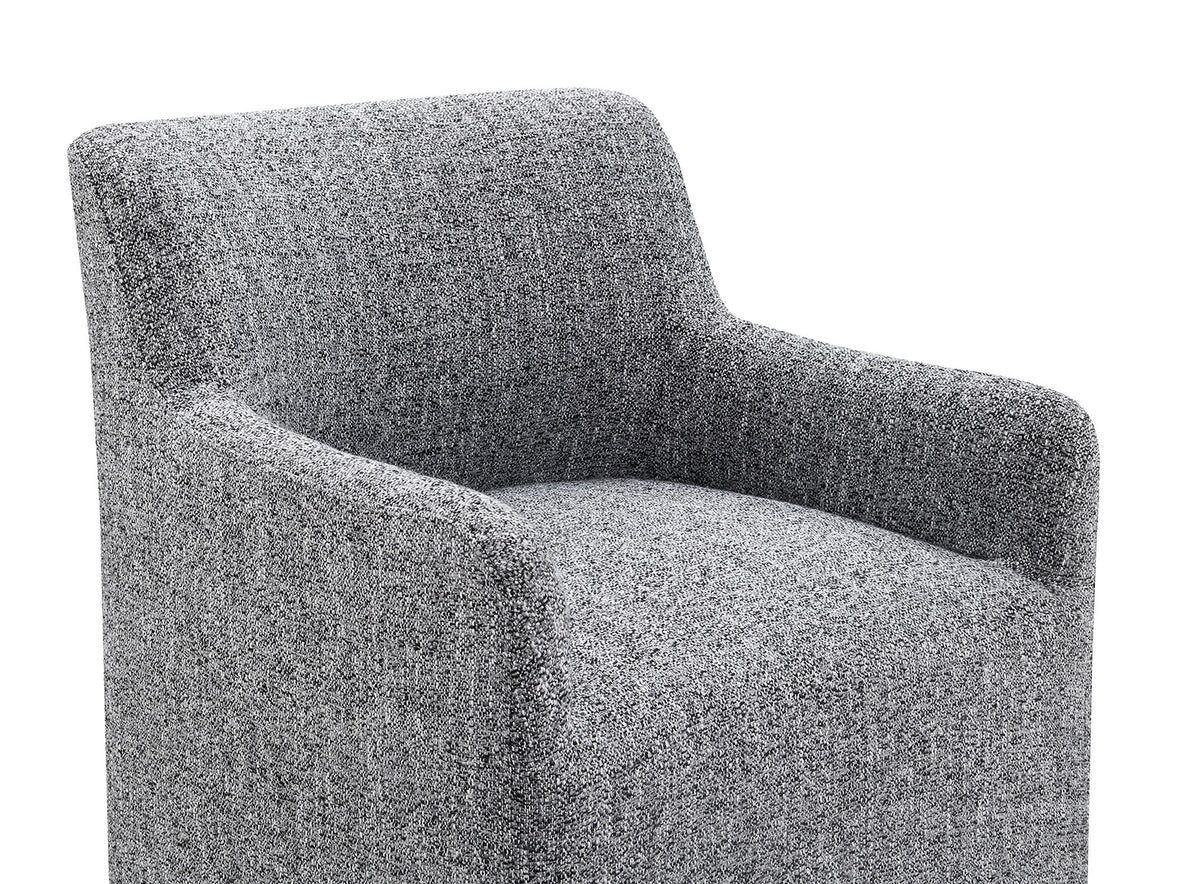 Fico Barrel-Back Upholstered Dining Arm Chair with Casters – view 6