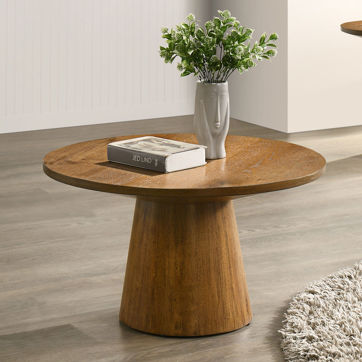 Halewood Contemporary Pedestal Coffee & End Tables - Cone-Shaped Base in Black, Oak or Walnut
