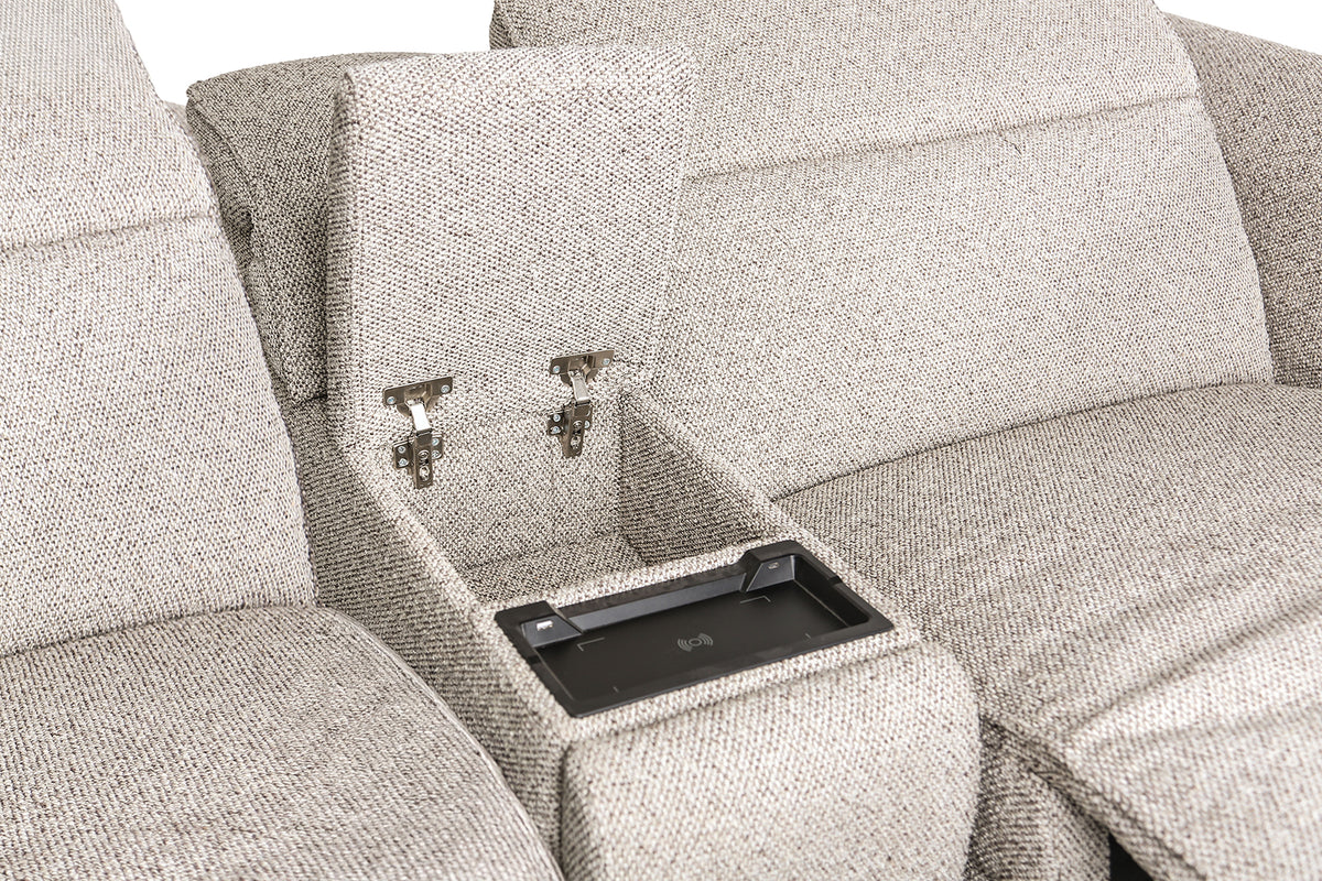Zander Zero Gravity Power Reclining Sectional - Wireless Charging Console in Taupe