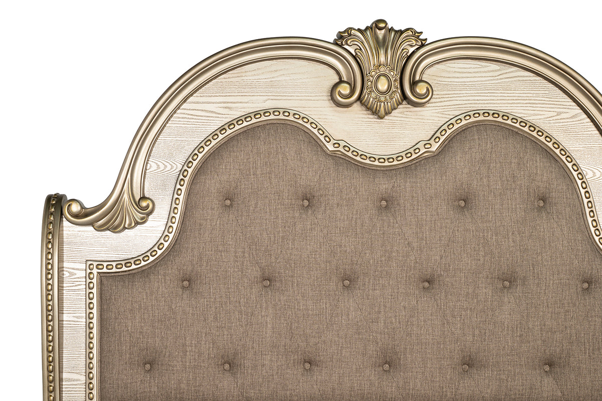 Fromberg Traditional Sleigh Bed & Bedroom Set with Marble Tops โ Gold Champagne, view 12