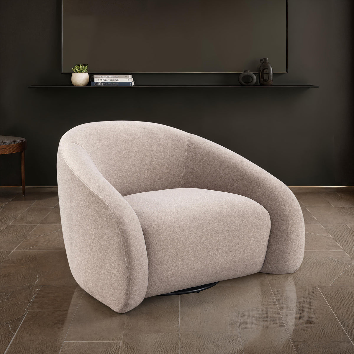 Kyria 360-Degree Swivel Accent Chair - Brown