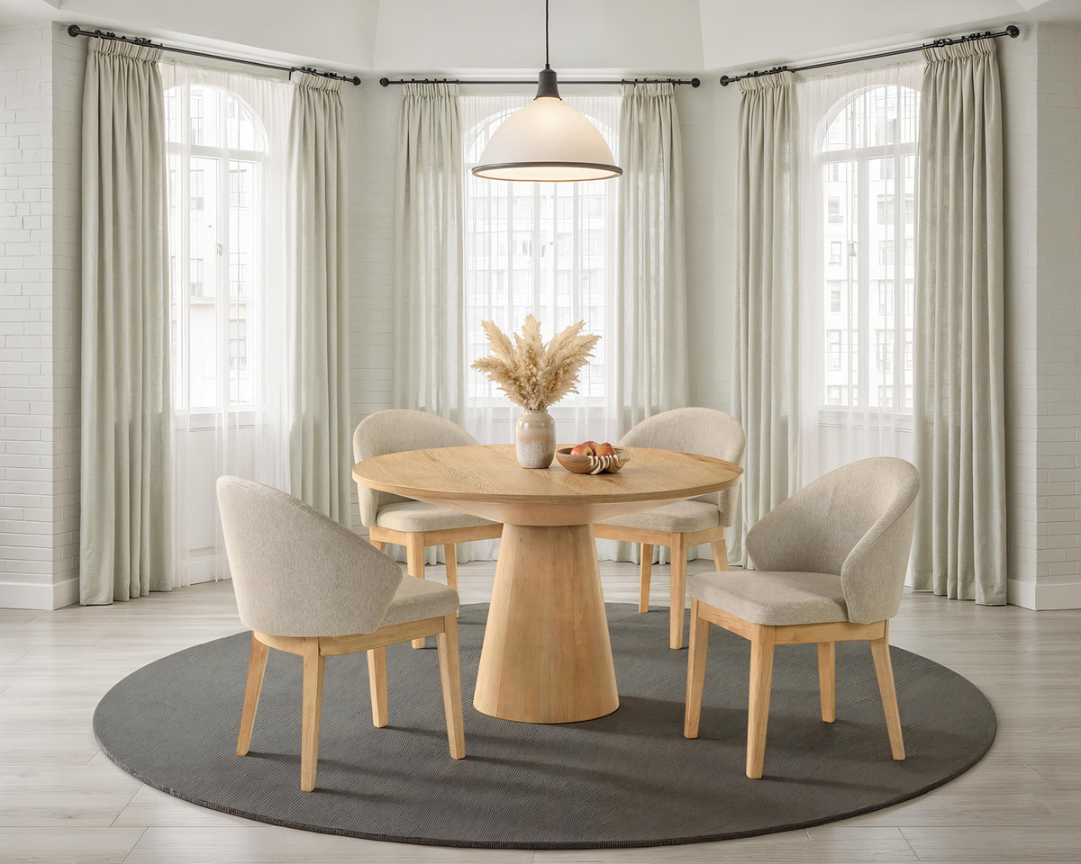 Tottenham Contemporary Dining Collection - Round Cone Pedestal, 84" Rectangular or 88" Oval Table & Upholstered Chairs in Black or Oak