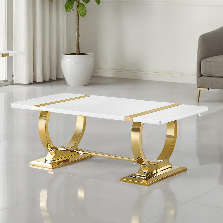 Horsham Contemporary Coffee, End & Sofa Tables - O-Shaped Stainless Steel Base