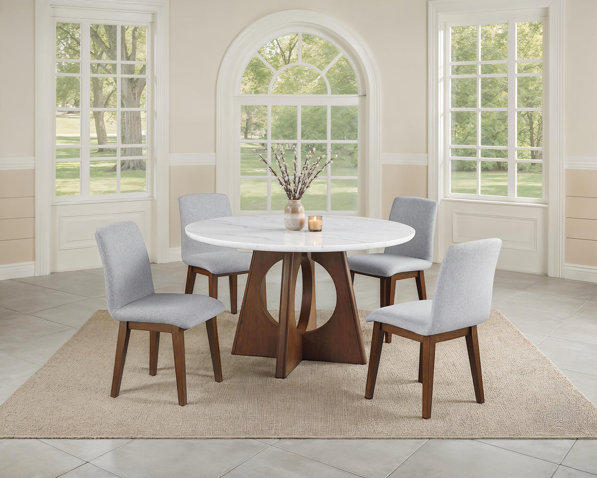 Ostbirk Organic Modern 52" Round Genuine Marble Dining Table & Set - Round Table Only (52")