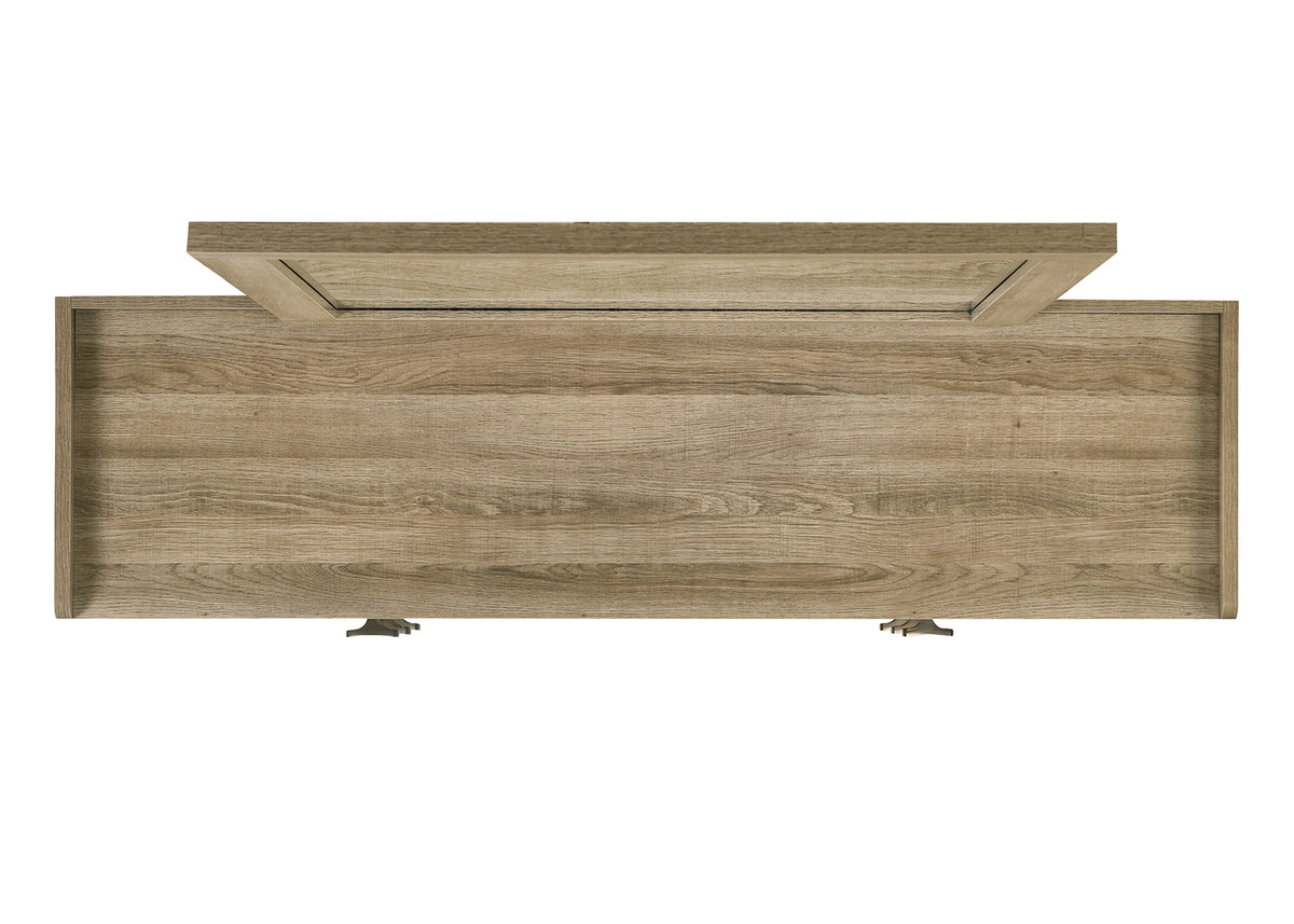 Cadden Contemporary Bed & Bedroom Set with Honey Bronze Curved Pulls - Dusty Oak