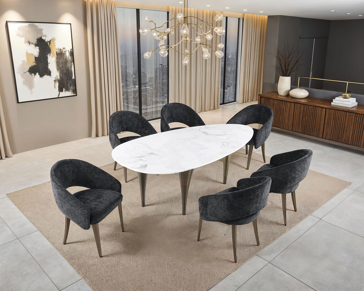 Ciaran Contemporary Oval Sintered Stone Dining Table & Set - Oval Table Only (78.75")