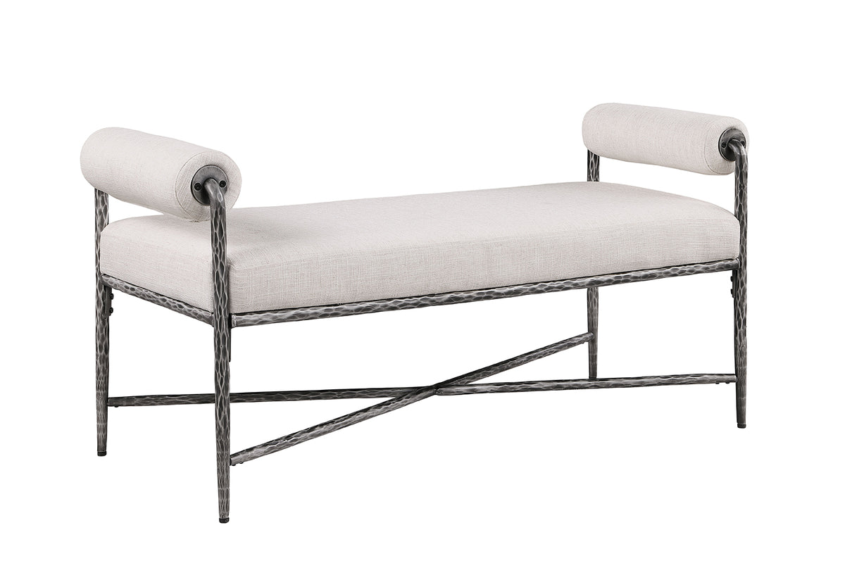 Vilna Contemporary Forged Steel Upholstered Bed & Bench - Bench