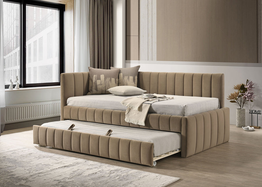 Nardi Channel-Tufted Twin Daybed with Trundle - Reversible Arm Panel, Contemporary