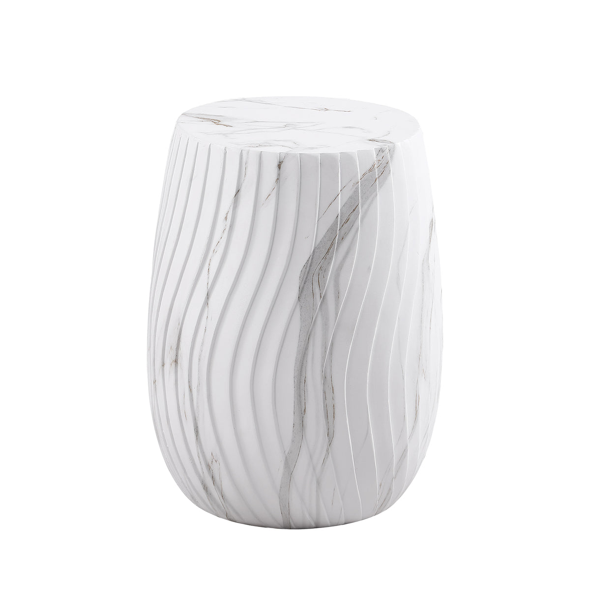 Fresco Ceramic Marble-Look Side Table – White, view 2