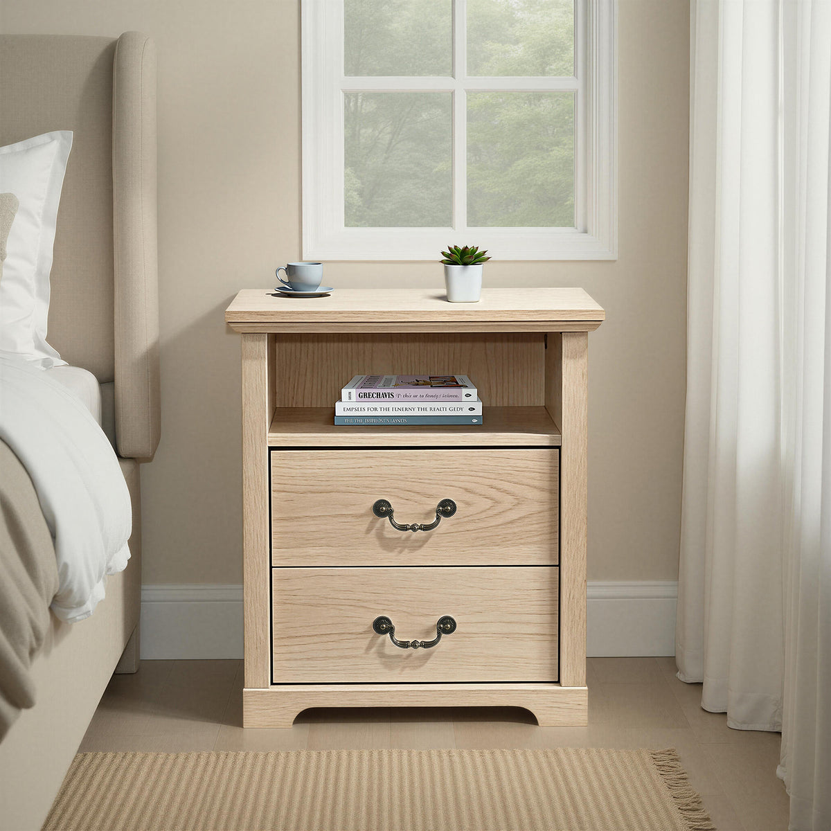 Amble Rustic Open-Shelf Nightstand - Single Nightstand