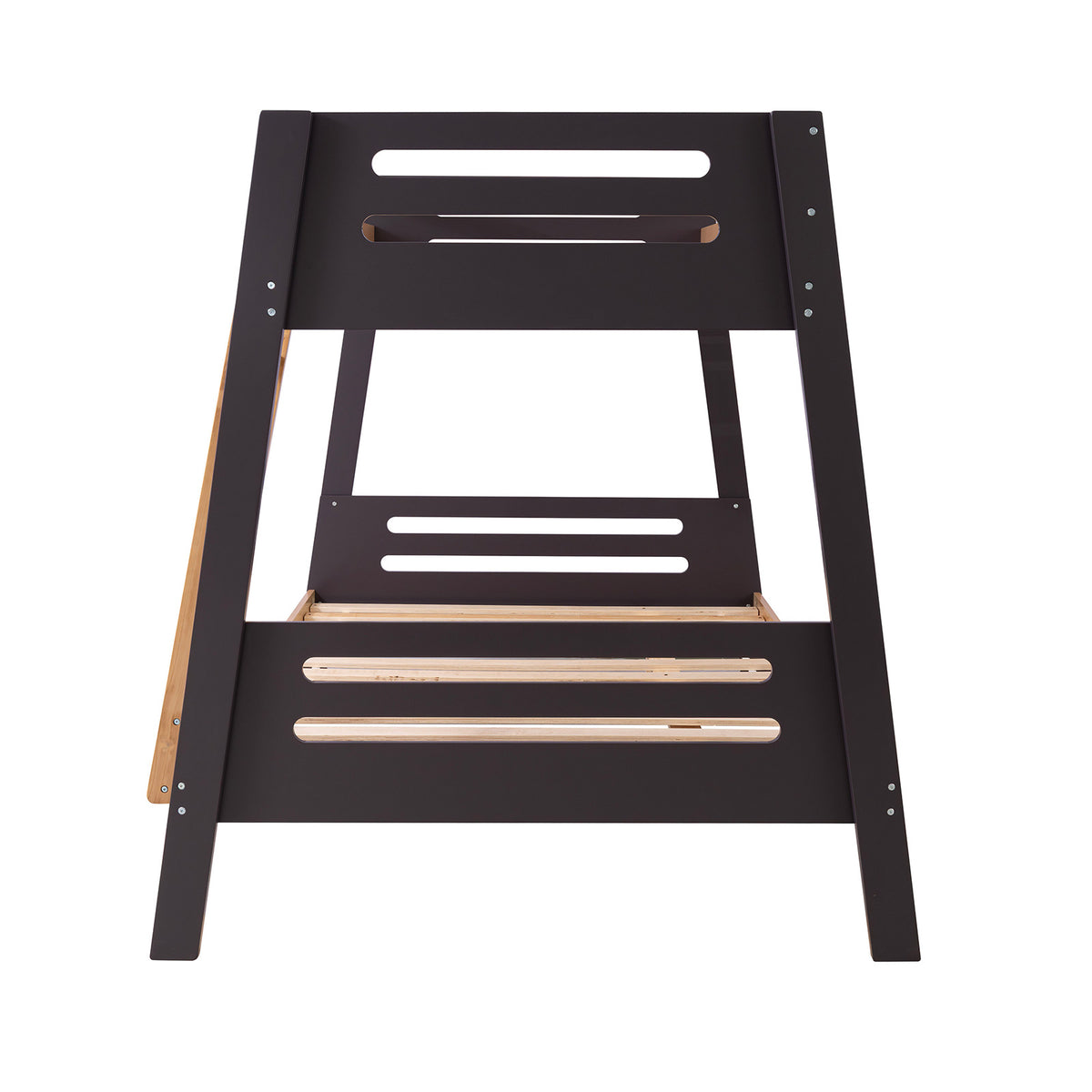Kallen Contemporary Twin over Full Bunk Bed with Angled Ladder - Solid Pine, Optional Mattresses