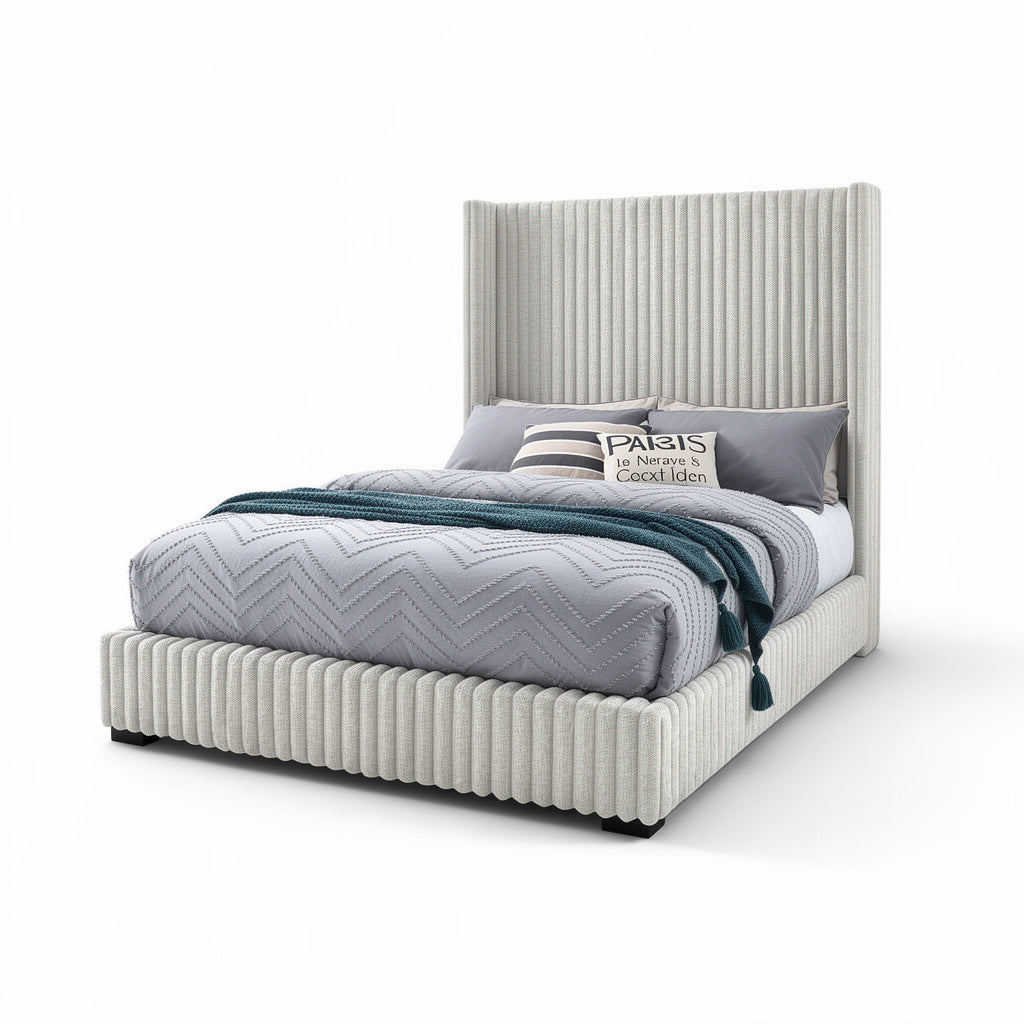 Adam Upholstered Wingback Bed - Queen & King