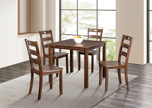 Lubbock 5-Piece Square Dining Set - Standard or Counter Height with Slat Back Chairs in Espresso, Gray or Walnut - fm3419wn-t-5pk-1-z_1