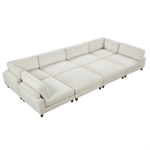 Dagenham Contemporary Modular Sectional Sofa - Corduroy Velvet with Adjustable Back Support