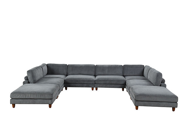 Dagenham Contemporary Modular Sectional Sofa - Corduroy Velvet with Adjustable Back Support - fm6800gy-b-wb-4