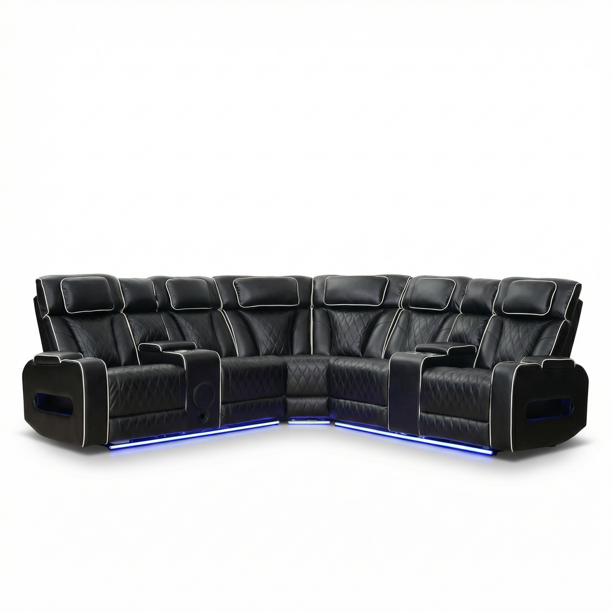 Astor Sectional Sofa with Massage, Heat, Bluetooth & LED Lights